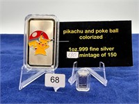 Pokemon Pikachu Pokeball 1oz Bar + 1g Pika Bar