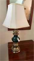 Vintage 1980's Brass and Emerald Green Table Lamp