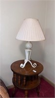 White metal lamp. 28 in tall. Stand not included
