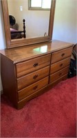Mirrored dresser, 6 drawers. 49 in wide and 30 in