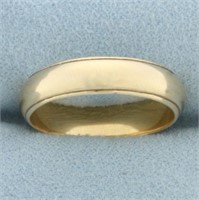 5MM Banded Half Dome Wedding Band Ring in 14k Yell