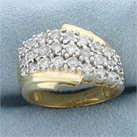 Diamond Three Row Ring in 10k Yellow Gold