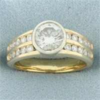 Over 2ct Diamond Bezel Set Engagement Ring in 14k