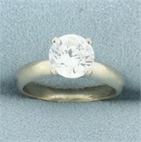 1.4ct CZ Solitaire Engagement Ring in 14k White Go