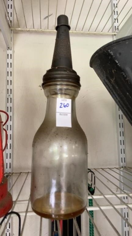Motor Oil Bottle Spout Cap Glass Vintage Style