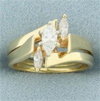 Marquise Diamond 3 Stone Engagement or Wedding Rin