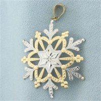 Snowflake Pendant in 14k Yellow and White Gold