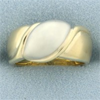 Two Tone 3 D Satin Finish Ring in 14k White and Ye