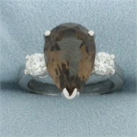 Smoky Quartz and Hearts on Fire Diamond Ring in 18
