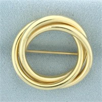 Triple Circle Love Knot Brooch Or Pin In 14k Yello