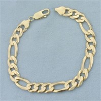 Mens Italian Figaro Link Bracelet In 10k Yellow Go
