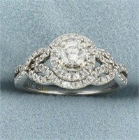 1ct Halo Style Diamond Engagement Ring in 14k Whit