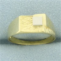 Engravable Two Tone Signet Ring in 18k Yellow Gold