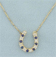 Sapphire and Diamond Lucky Horseshoe Necklace in 1