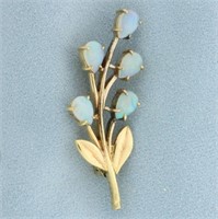 Opal Flower Brooch Pin in Gold Plated Sterling Sil