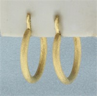 Sandblast Finish Hoop Earrings in 22k Yellow Gold