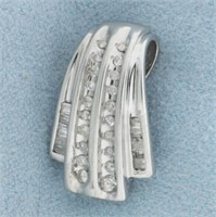 Art Deco Design Diamond Pendant or Slide in 10k Wh