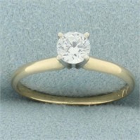 CZ Solitaire Engagement Ring in 14k Yellow Gold