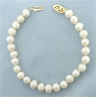 Cultured Pearl Bracelet in 14k Yellow Gold