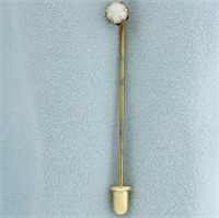 Antique Pearl Stick Pin in 14k Yellow Gold