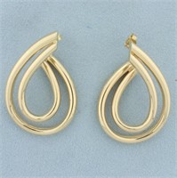 Swirl Design Drop Statement Earrings in 14k Yellow