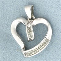 Diamond Heart Pendant in 10k White Gold