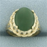 Jade Solitaire Ring in 10k Yellow Gold