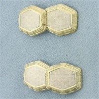 Antique Hexagon Cufflinks in 14k Yellow and White