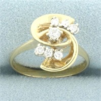 Diamond Swirl Design Ring in 14k Yellow Gold