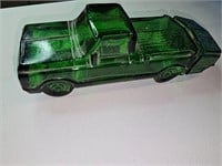 Vintage green glass truck.