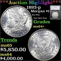 + ***Auction Highlight*** 1893-p Morgan Dollar 1 G