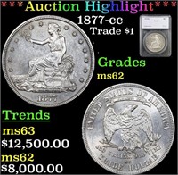 + ***Auction Highlight*** 1877-cc Trade Dollar 1 G