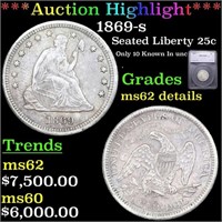 + ***Auction Highlight*** 1869-s Seated Liberty Qu