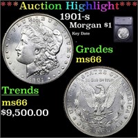 + ***Auction Highlight*** 1901-s Morgan Dollar 1 G