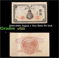 1944-1945 Japan 1 Yen Note P# 54A Grades vf+