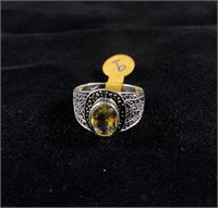Marcasite and Citrine Sterling Ring