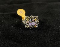Multi Color CZ and Marcasite Sterling Ring