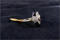 Unique Onyx, Garnet and Marcasite Ring