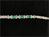 Very Pretty CZ & Green Stone Bracelet