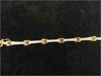 Sterling Vermeil Bracelet Set W/ CZs & Garnets