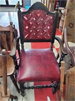 RED LEATHER CUSHION CHAIR