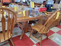 PEDESTAL EXPANDABLE TABLE & 6 CHAIRS
