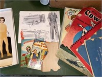Vintage paper dolls and cowboy coloring book