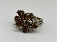 Gold Ring w/ Amber Cluster Stones.