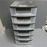 Plastic Drawers with Various Art Supplies