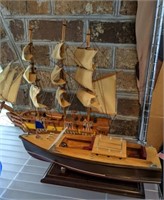 2 MODEL WOODEN BOATS, SAIL BOAT, RUN ABOUT
