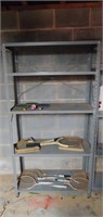 Metal shelves and contents, 68.5" x 36