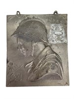 WWII 1945 Belgium US GI Souvenir Metal Plaque