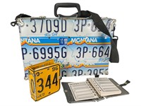 License Plate Covered Briefcase and Organizers