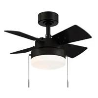 24 in. Indoor Matte Black Ceiling Fan with Light